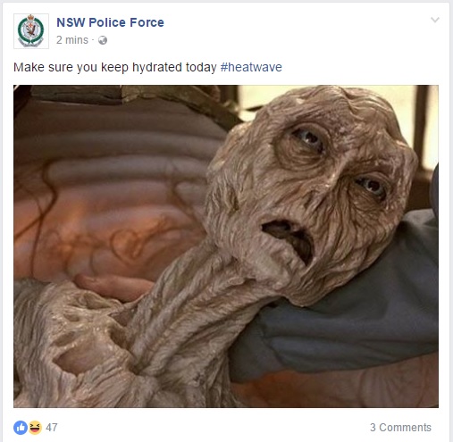 meme - dehydrated meme - Nsw Police Force 2 mins Make sure you keep hydrated today 47 3