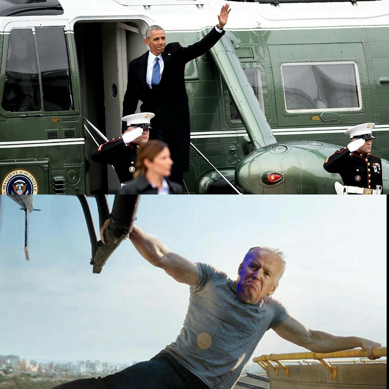 meme stream - obama waving from helicopter