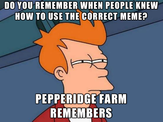 see what you did there - Do You Remember When People Knew How To Use The Correct Meme? Pepperidge Farm Remembers