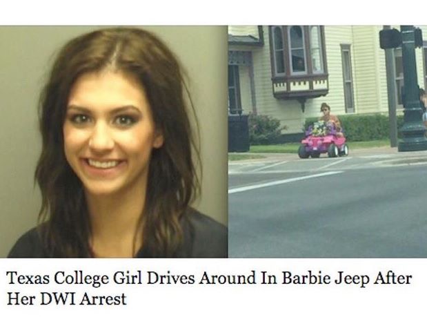 meme stream - texas college girl barbie jeep - Texas College Girl Drives Around In Barbie Jeep After Her Dwi Arrest