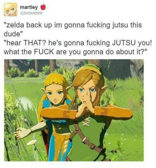 link breath of the wild meme - martley "zelda back up im gonna fucking jutsu this dude" "hear That? he's gonna fucking Jutsu you! what the Fuck are you gonna do about it?"