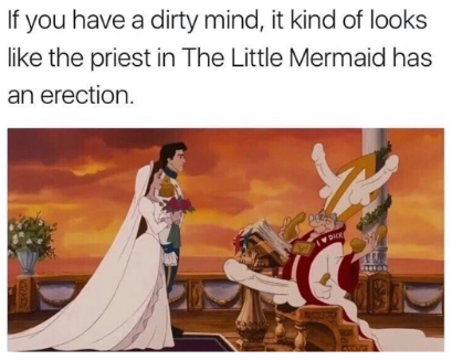 little mermaid priest - If you have a dirty mind, it kind of looks the priest in The Little Mermaid has an erection.