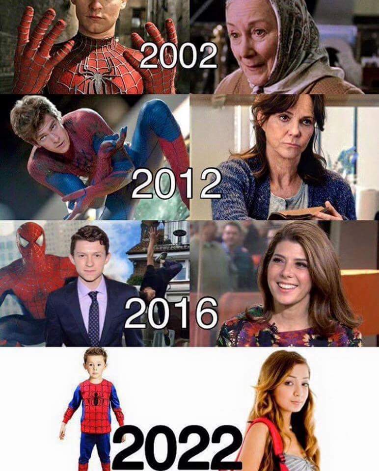 spider man aunt may meme - 2002 2012 2016 2022