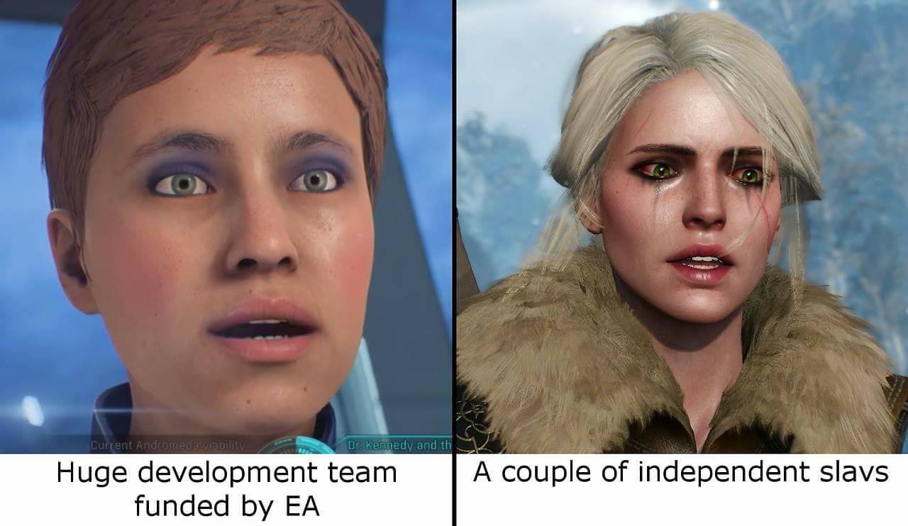 mass effect andromeda vs witcher 3 - Current Andromeda vality Dr. Kennedy and the Huge development team funded by Ea A couple of independent slavs