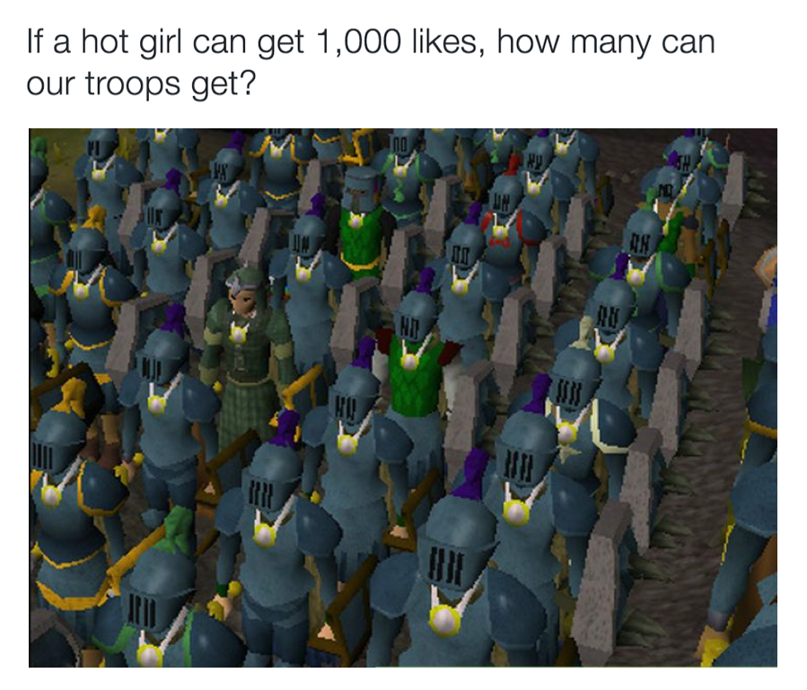 meme stream - many can our troop get - If a hot girl can get 1,000 , how many can our troops get?