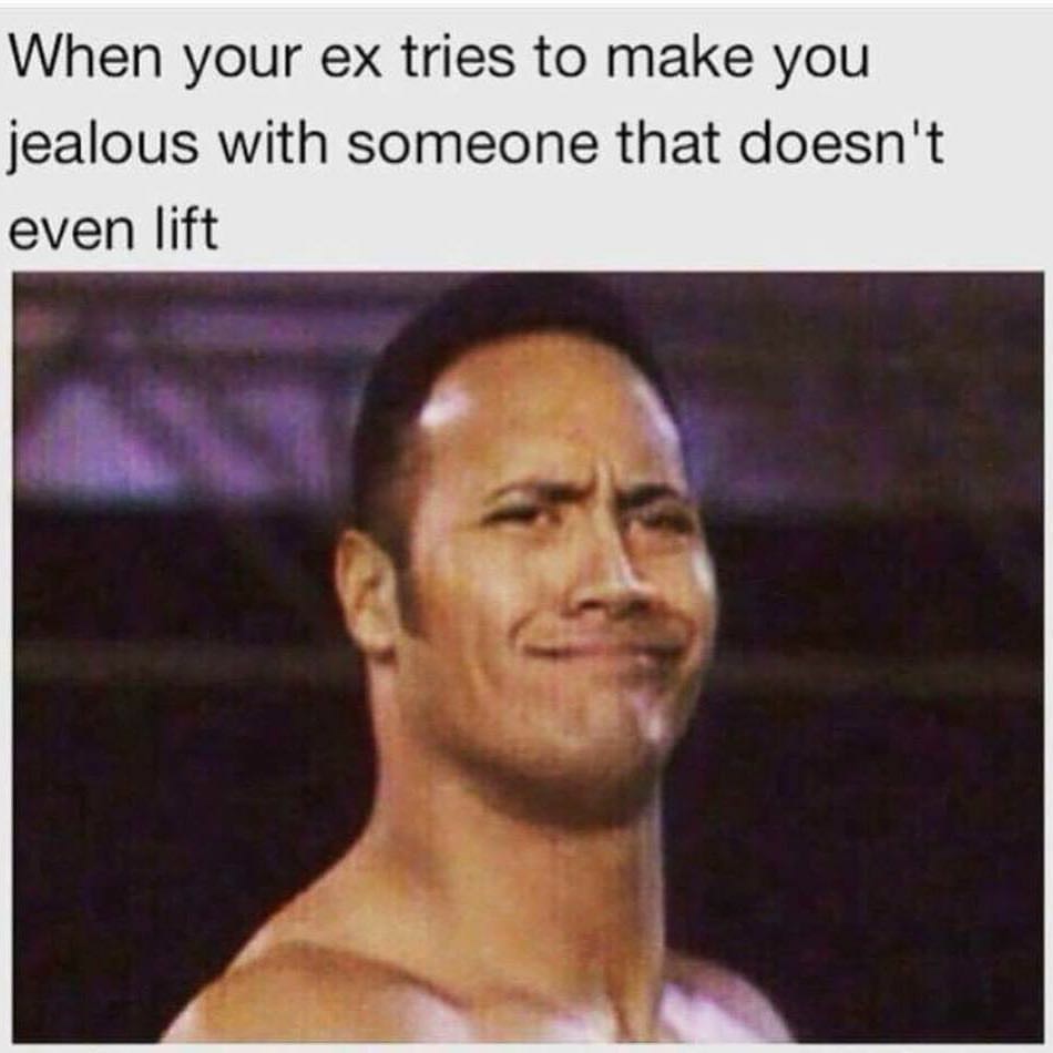 personal trainer meme - When your ex tries to make you jealous with someone that doesn't even lift