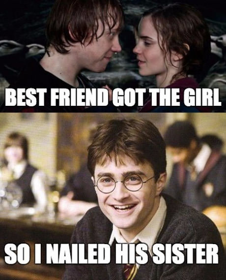 meme stream - funny harry potter quotes - Best Friend Got The Girl So I Nailed His Sister