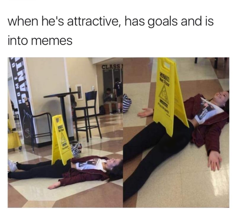 meme - moister than an oyster meme - when he's attractive, has goals and is into memes Class
