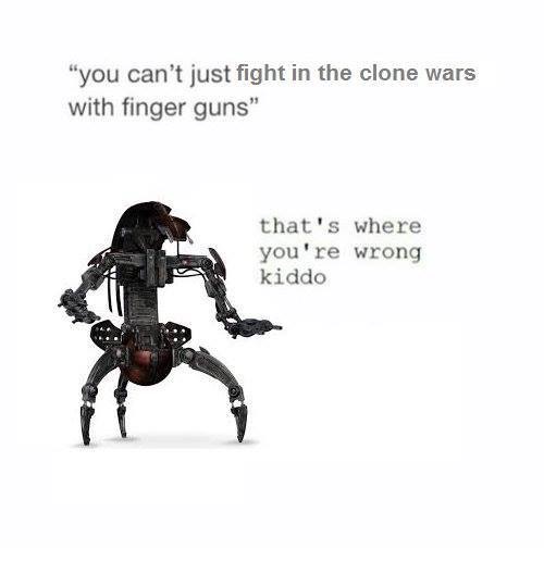 Funny Star Wars meme about finger guns.