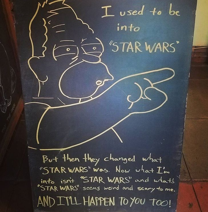 Funny meme about how Star Wars is not what it used to be.