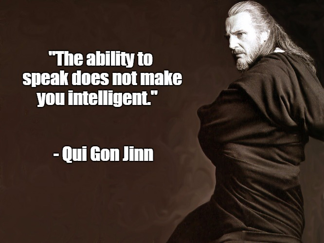 memes - ability to speak does not make you intelligent qui gon jinn - "The ability to speak does not make you intelligent." Qui Gon Jinn