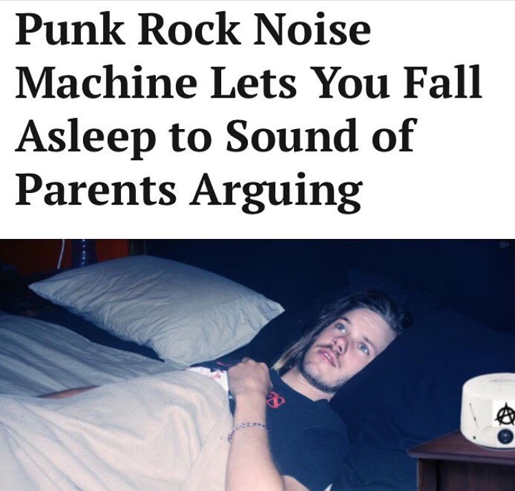 memes - photo caption - Punk Rock Noise Machine Lets You Fall Asleep to Sound of Parents Arguing