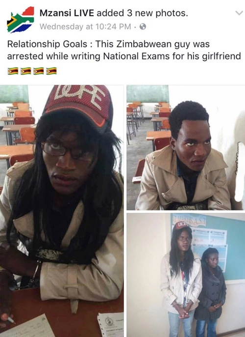 Dude got busted dressing as his girlfriend to pass a test.