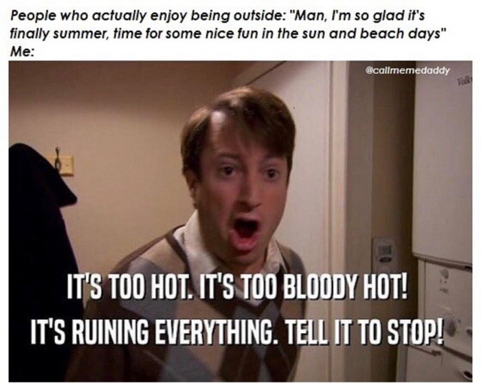 Meme about the stifling heat of summer