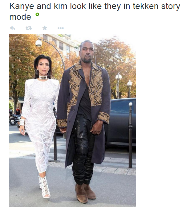 Kanye and Kim looking like they are in a Tekken story.