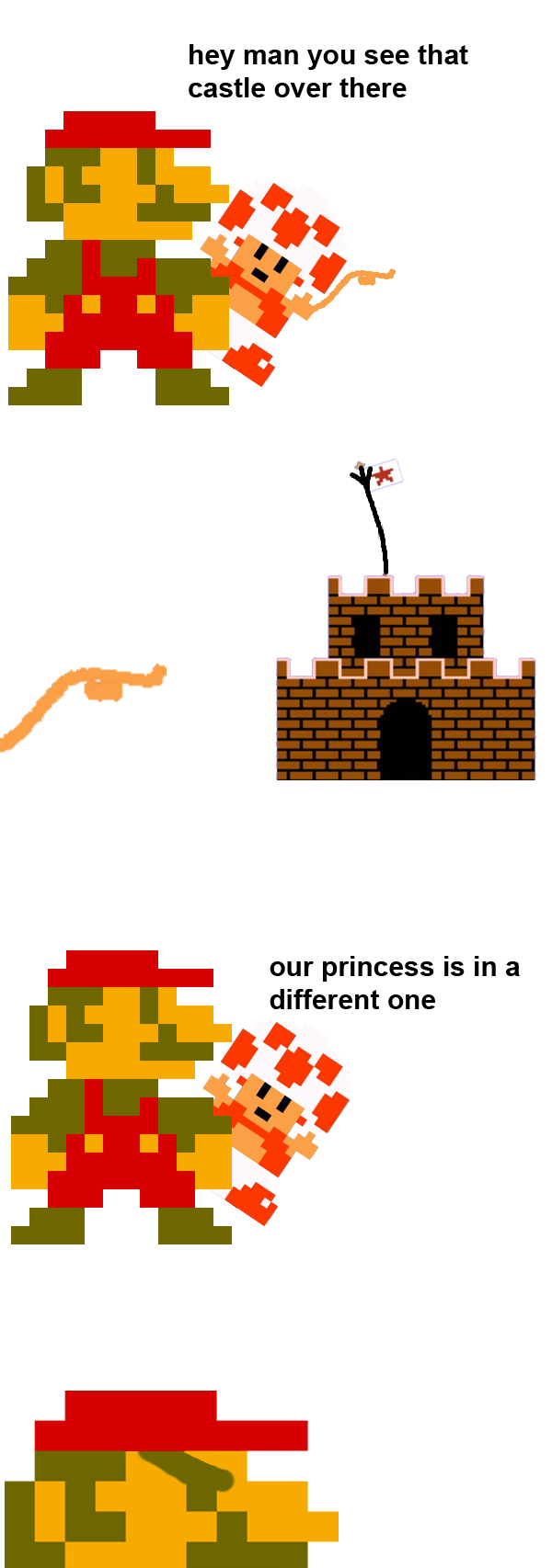 That guy meme with mushroom and Mario about a castle.