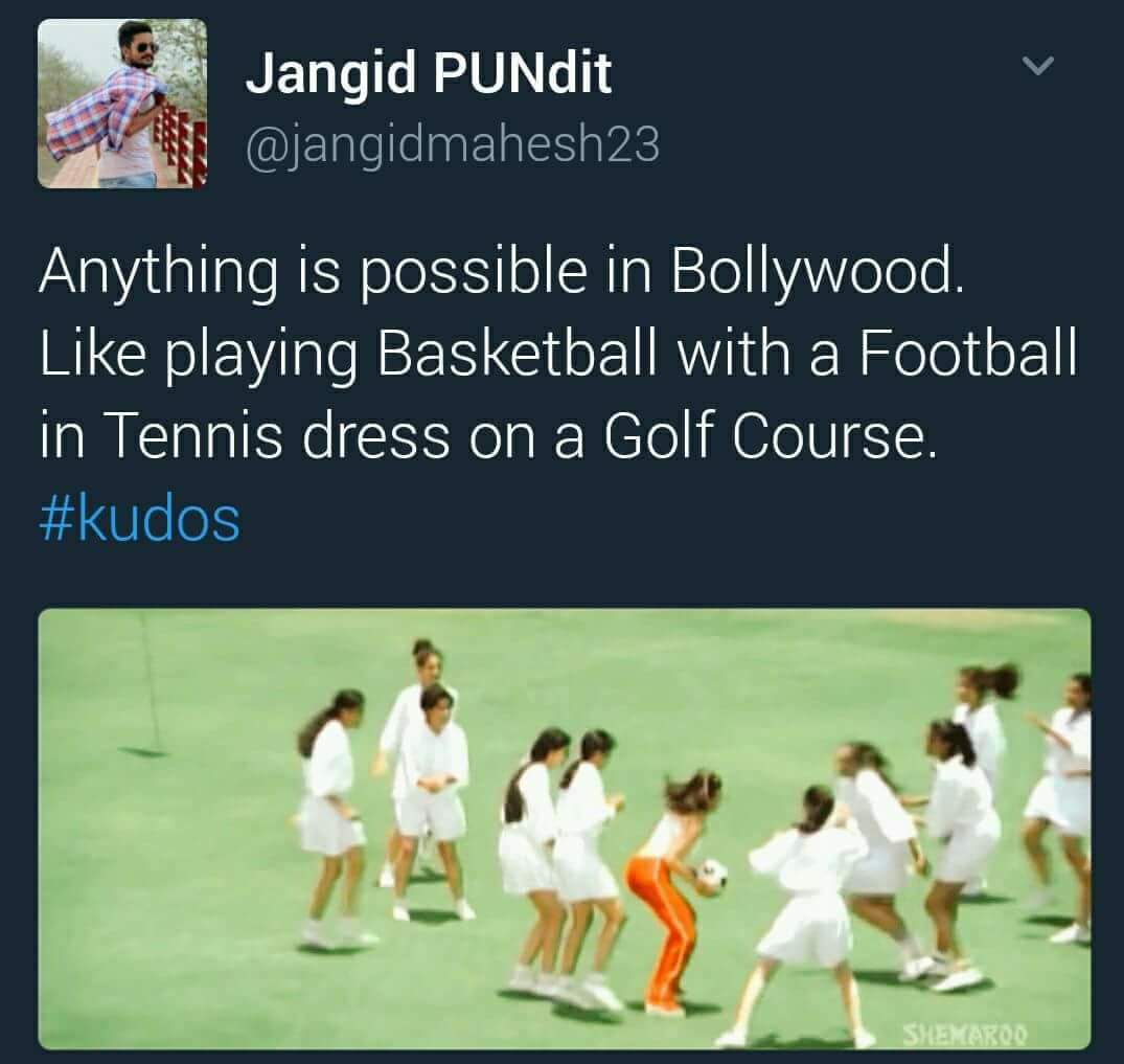 bollywood doesn t make movies like inception - Jangid PUNdit Anything is possible in Bollywood. playing Basketball with a Football in Tennis dress on a Golf Course. Shemaroo