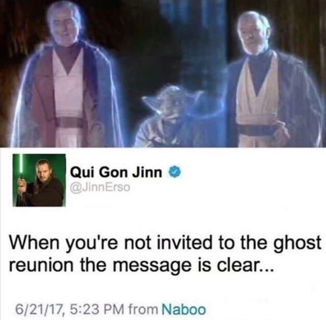 Jedi tweet about not getting invited to the party.