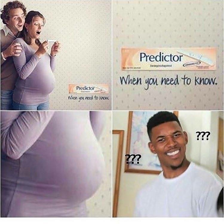 Strange ad for pregnancy test and the woman has to be at least 6 months pregnant in that pic