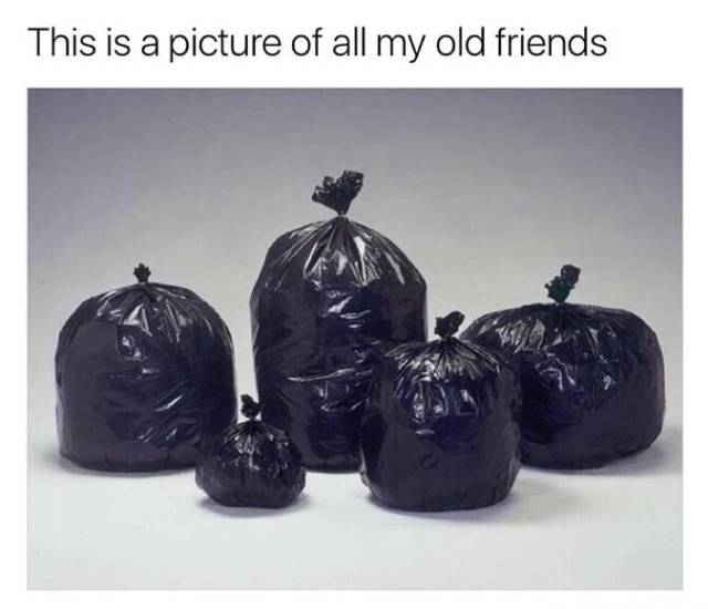 group of trash bags - This is a picture of all my old friends