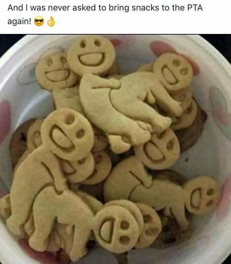 Crass cookies as insurance policy that you are not asked to make snacks for PTA meeting again.
