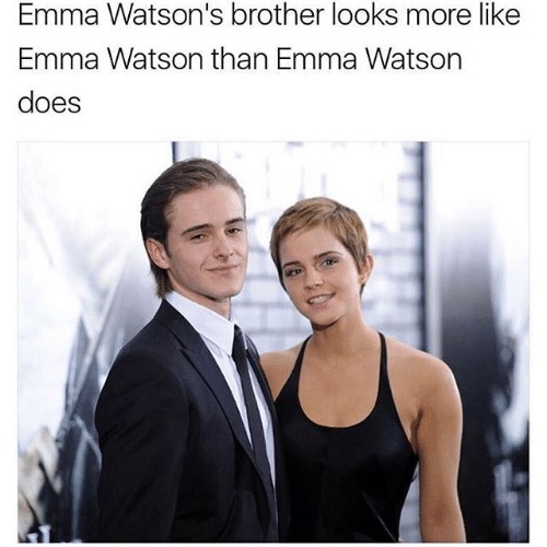 Meme of Emma Watson's brother looking more like her than she herself