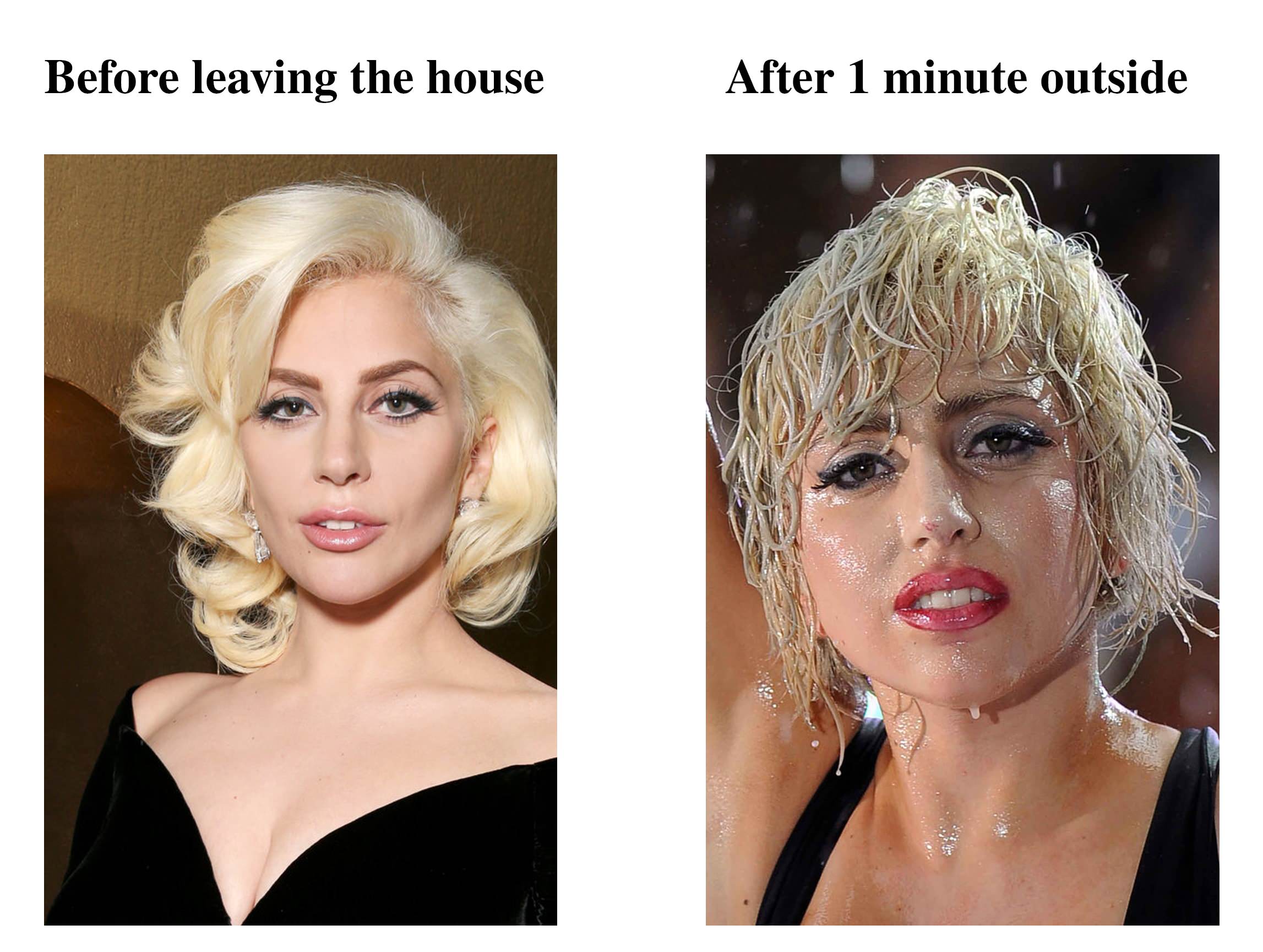 blond - Before leaving the house After 1 minute outside