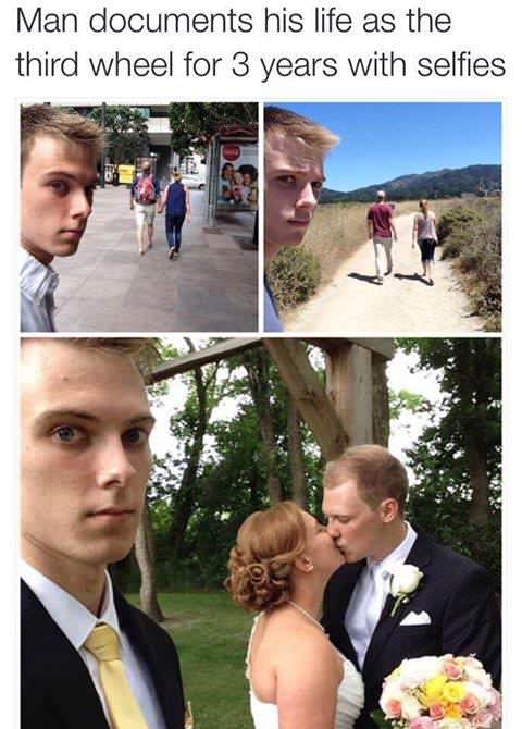 man documents his life as the third wheel - Man documents his life as the third wheel for 3 years with selfies