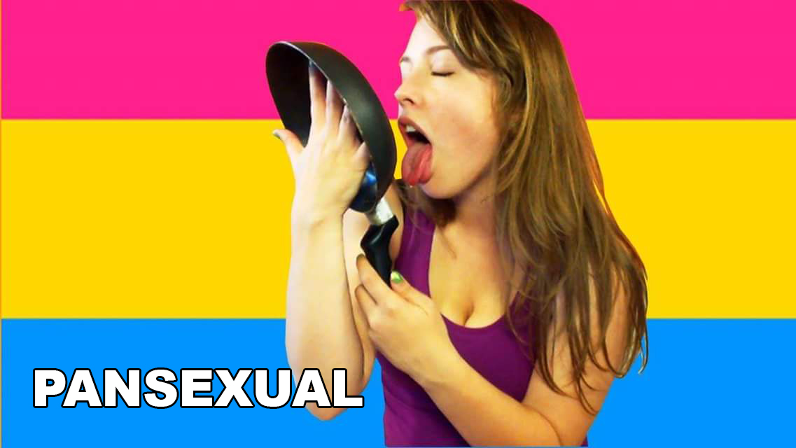 Pansexual meme - woman licking the bottom of a frying pan