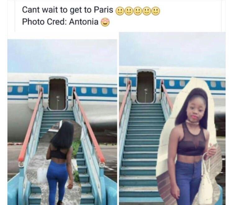Horrible and crude photoshop of getting on a plane to Paris.