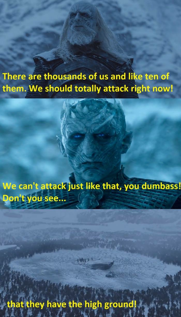 Funny Game of Thrones meme about the Ice King battle strategy.