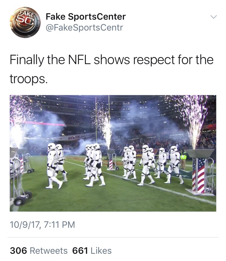 meme stream - grass - Fake SportsCenter SportsCentr Finally the Nfl shows respect for the troops. 10917, 306 661