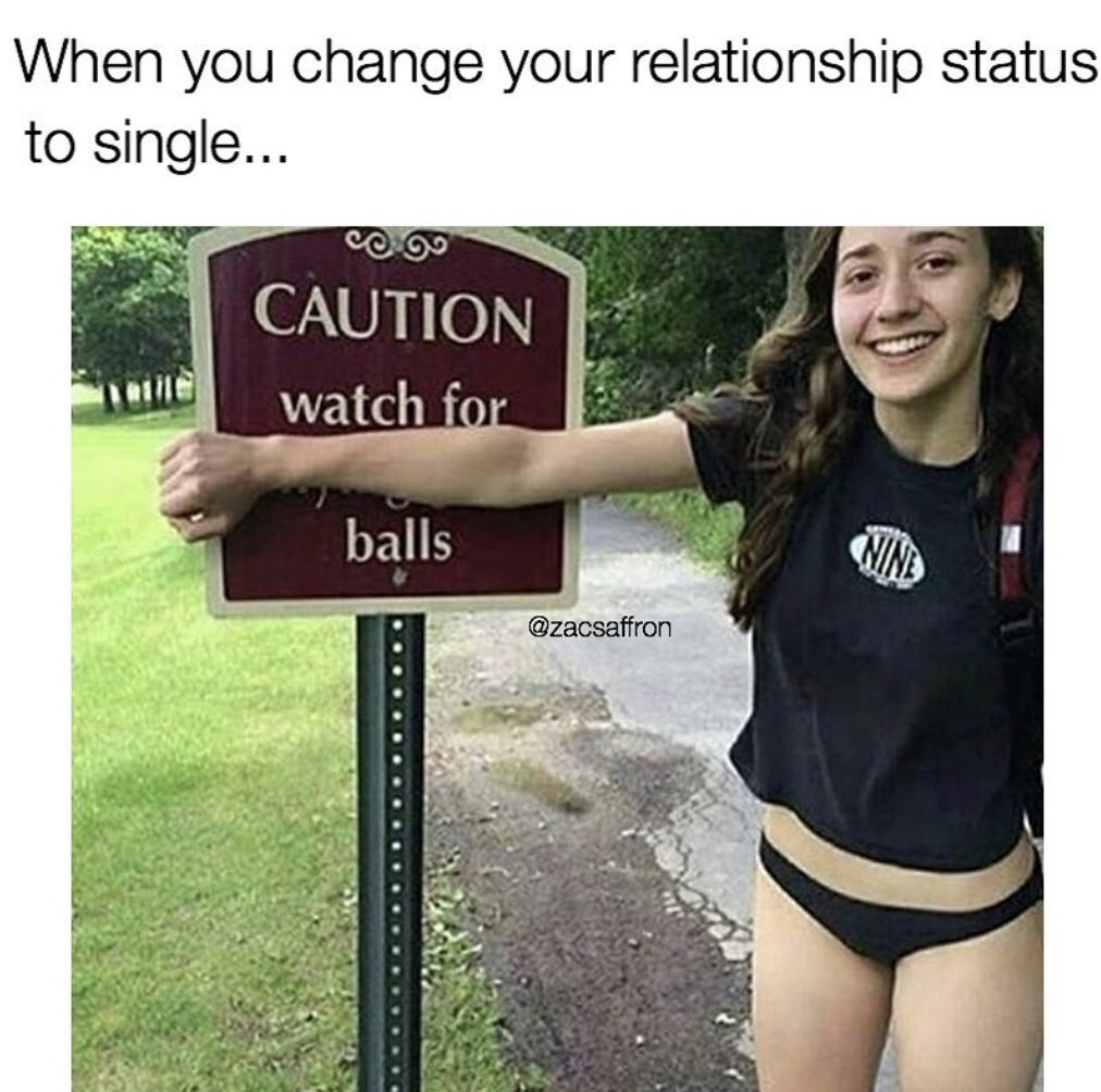 memes - caution watch for balls meme - When you change your relationship status to single... Coo Caution watch for Caution 1116 balls Cine
