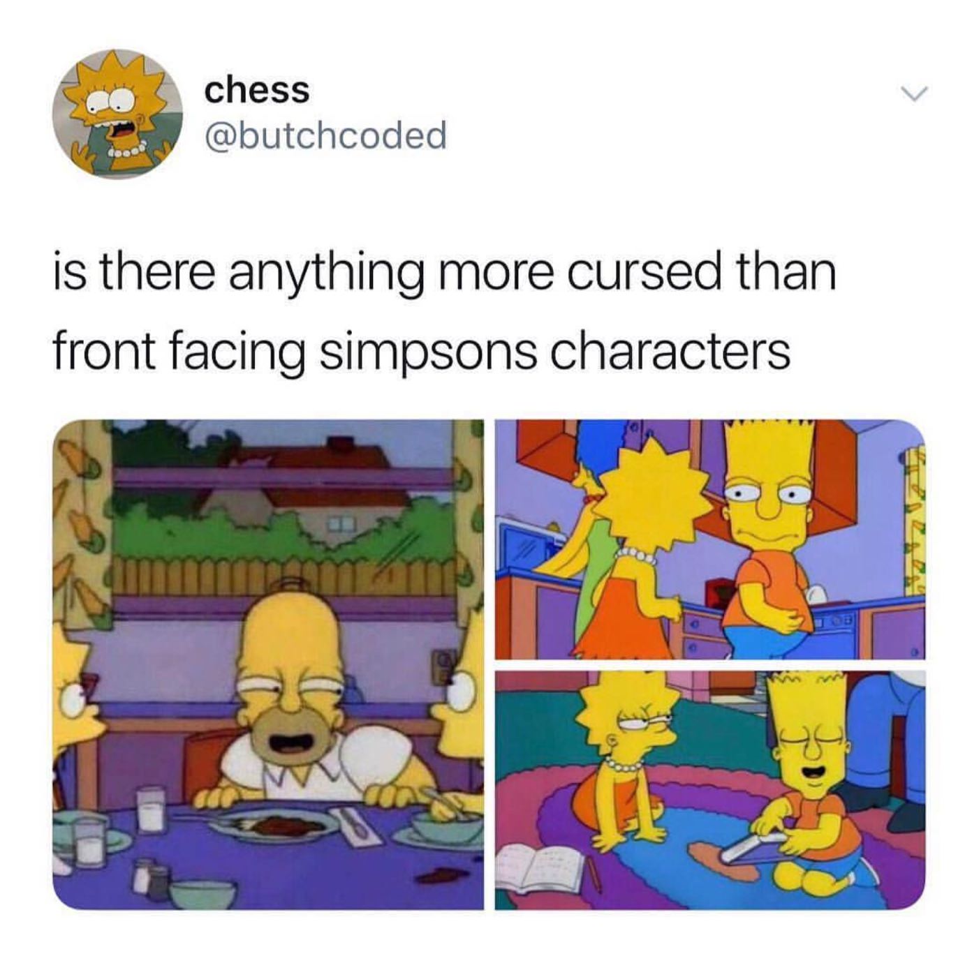 meme funny simpson memes - chess chess is there anything more cursed than front facing simpsons characters