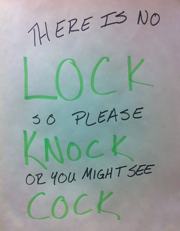 best roommate messages - Here Is No Lock So Please Knock Or You Might See Cock