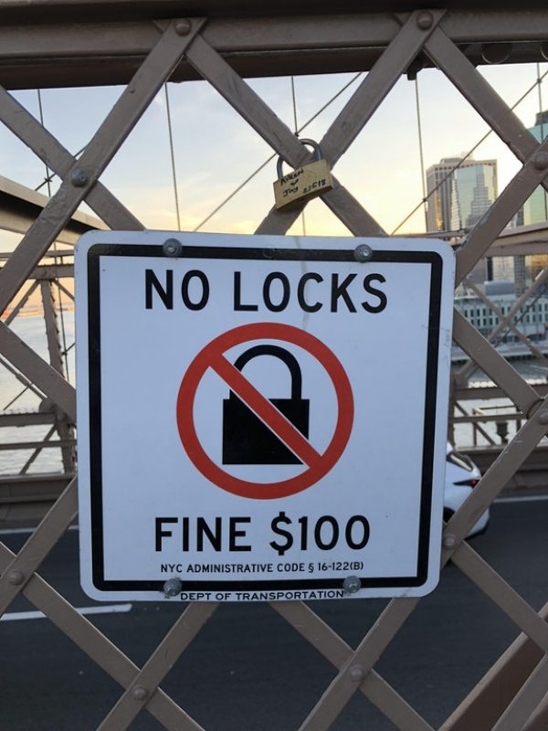 badass signage - No Locks Fine $100 Nyc Administrative Code $ 16122B Dept Of Transportation