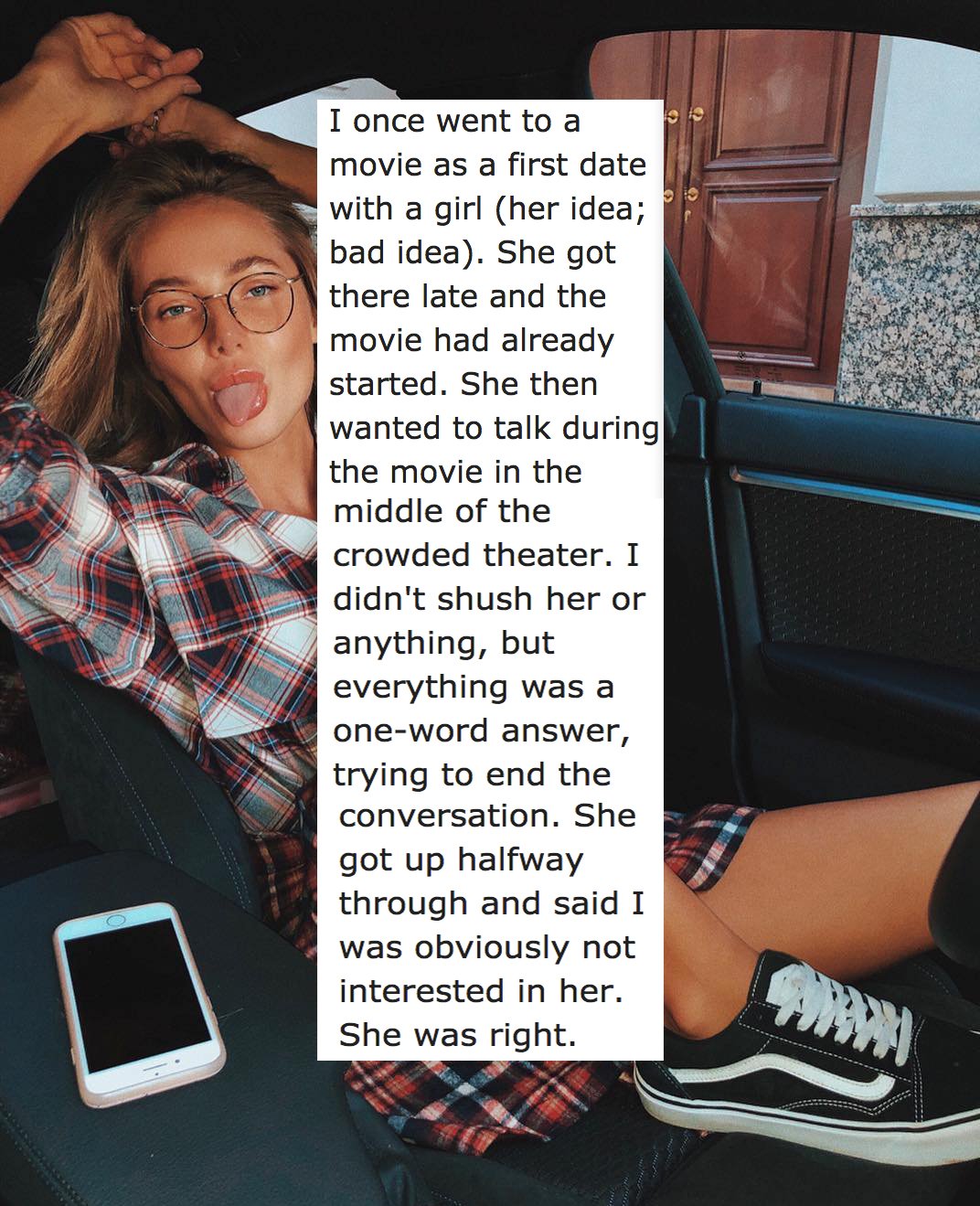 cool - I once went to a movie as a first date with a girl her idea; bad idea. She got there late and the movie had already started. She then wanted to talk during the movie in the middle of the crowded theater. I didn't shush her or anything, but everythi