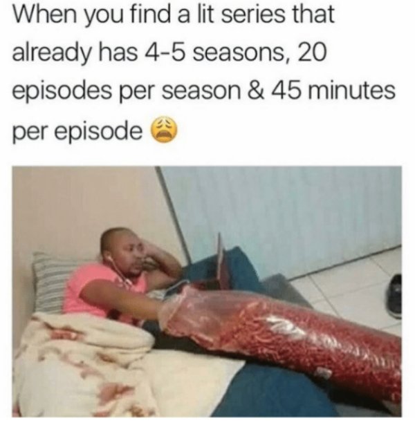 arm - When you find a lit series that already has 45 seasons, 20 episodes per season & 45 minutes per episode na