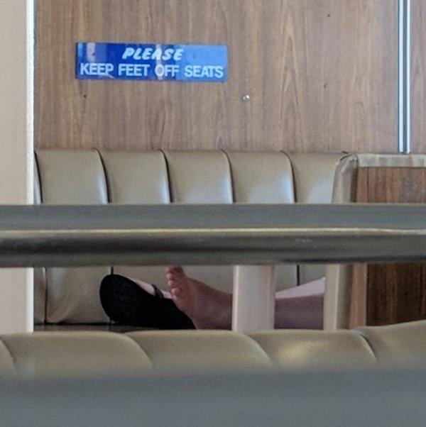 table - Please Keep Feet Off Seats