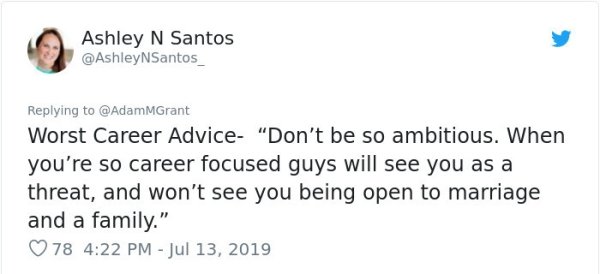 uk emergency alert email - Ashley N Santos Worst Career Advice "Don't be so ambitious. When you're so career focused guys will see you as a threat, and won't see you being open to marriage and a family." 78