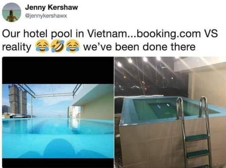 jenny kershaw - Jenny Kershaw Our hotel pool in Vietnam...booking.com Vs reality as we've been done there