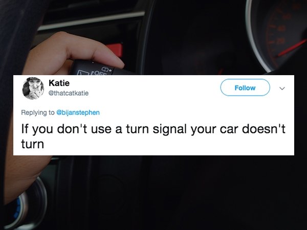vehicle door - Katie If you don't use a turn signal your car doesn't turn