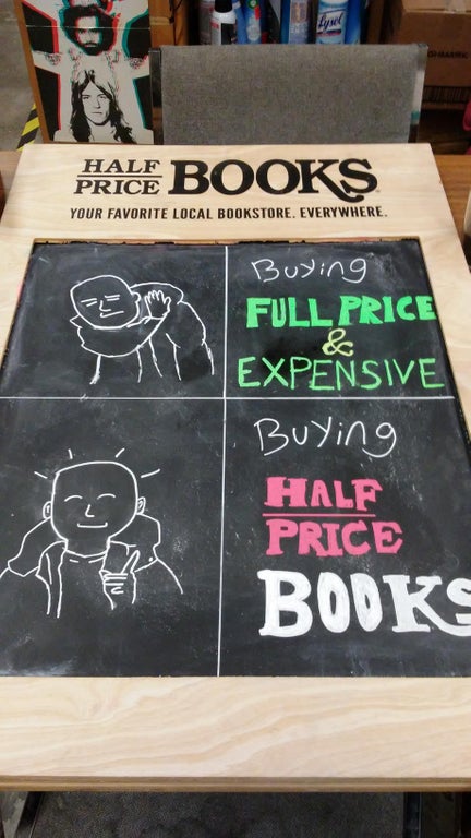poster - Half Price Your Favorite Local Bookstore. Everywhere Pace Books Buying Full Price Expensive Buying Half Price Books