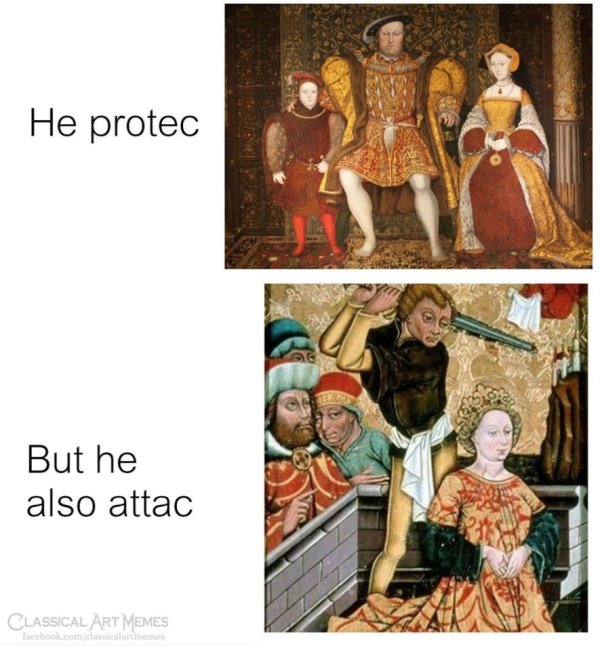 classical art memes - He protec But he also attac Classical Art Memes facebook.comclassicala umemes