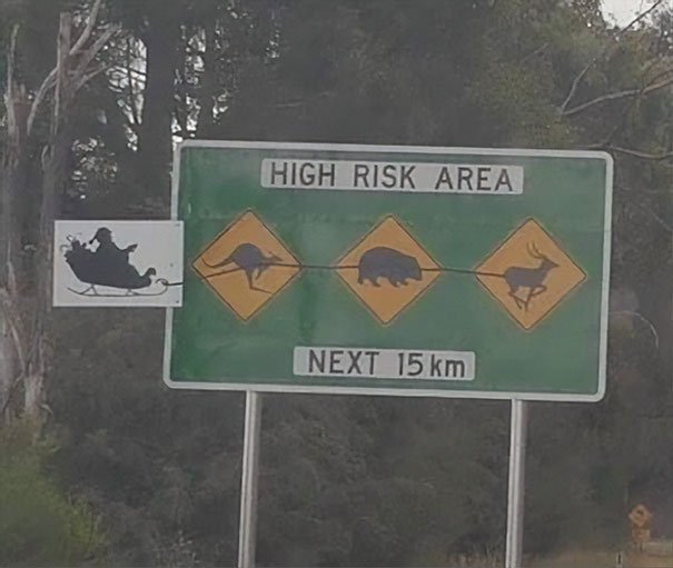 aussie funny - High Risk Area Next 15 km