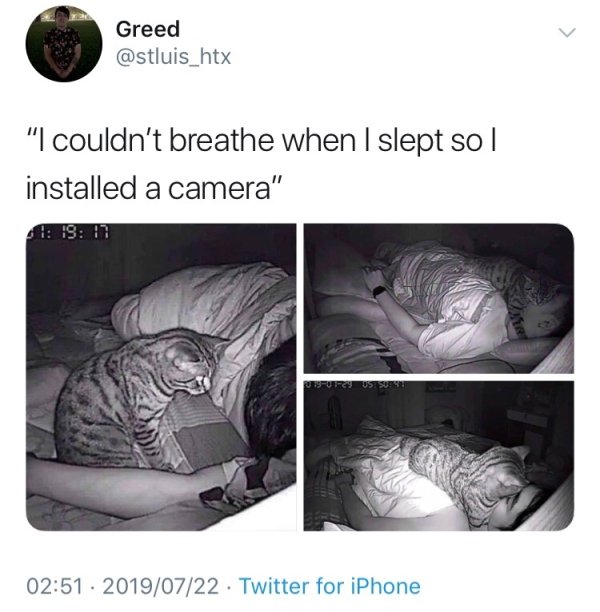 couldn t breathe so i installed a camer - Greed "I couldn't breathe when I slept sol installed a camera" 3 Sur Twitter for iPhone