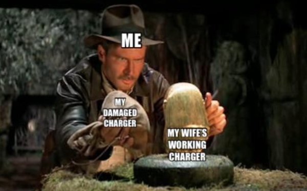indiana jones sand gif - Me My Damaged Charger My Wife'S Working Charger