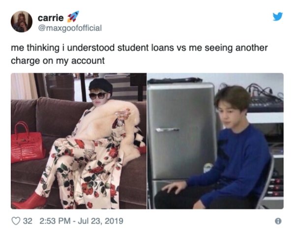 kris jenner super bowl meme - carrie me thinking i understood student loans vs me seeing another charge on my account 32