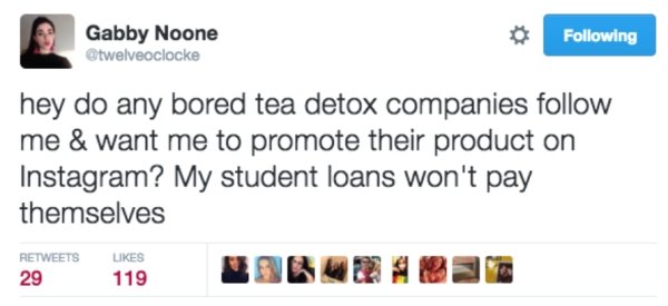 trump autism tweet - Gabby Noone ing hey do any bored tea detox companies me & want me to promote their product on Instagram? My student loans won't pay themselves 119 29