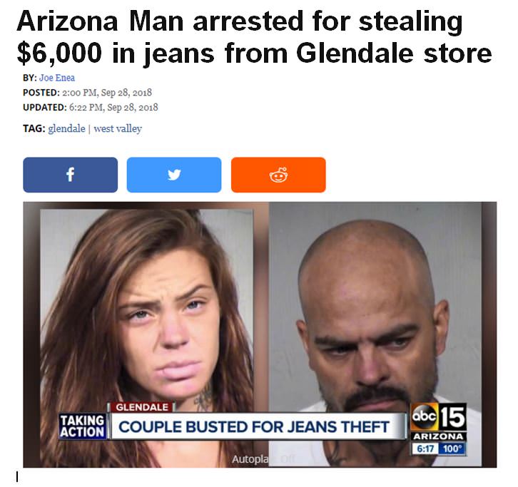 george mason university - Arizona Man arrested for stealing $6,000 in jeans from Glendale store By Joe Enea Posted , Updated , Tag glendale | west valley Taking Glendale Couple Busted For Jeans Theft abc 15 Arizona 100 Autopla
